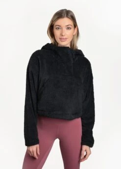 LOLE Yanali Fleece Cropped Hoodie - Black