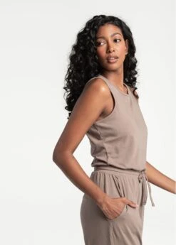 LOLE Effortless Cotton Jumpsuit - Fossil -Draptura Sales LSW4307 C213 4 1900x