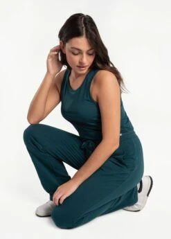 LOLE Effortless Cotton Jumpsuit - Emerald -Draptura Sales LSW4307 V776 5 1900x