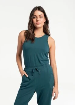 LOLE Effortless Cotton Jumpsuit - Emerald -Draptura Sales LSW4307 V776 7 1900x
