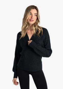LOLE Camille V-Neck Sweater - Black Heather -Draptura Sales LSW4354 N134 4 1900x