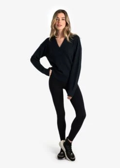 LOLE Camille V-Neck Sweater - Black Heather -Draptura Sales LSW4354 N134 5 1900x