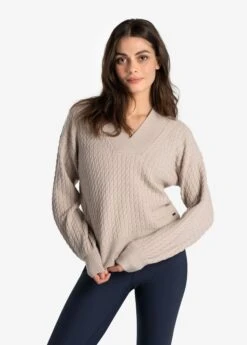 LOLE Camille V-Neck Sweater - Abalone Heather