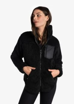 LOLE Yana Full Zip Fleece Cardigan - Black