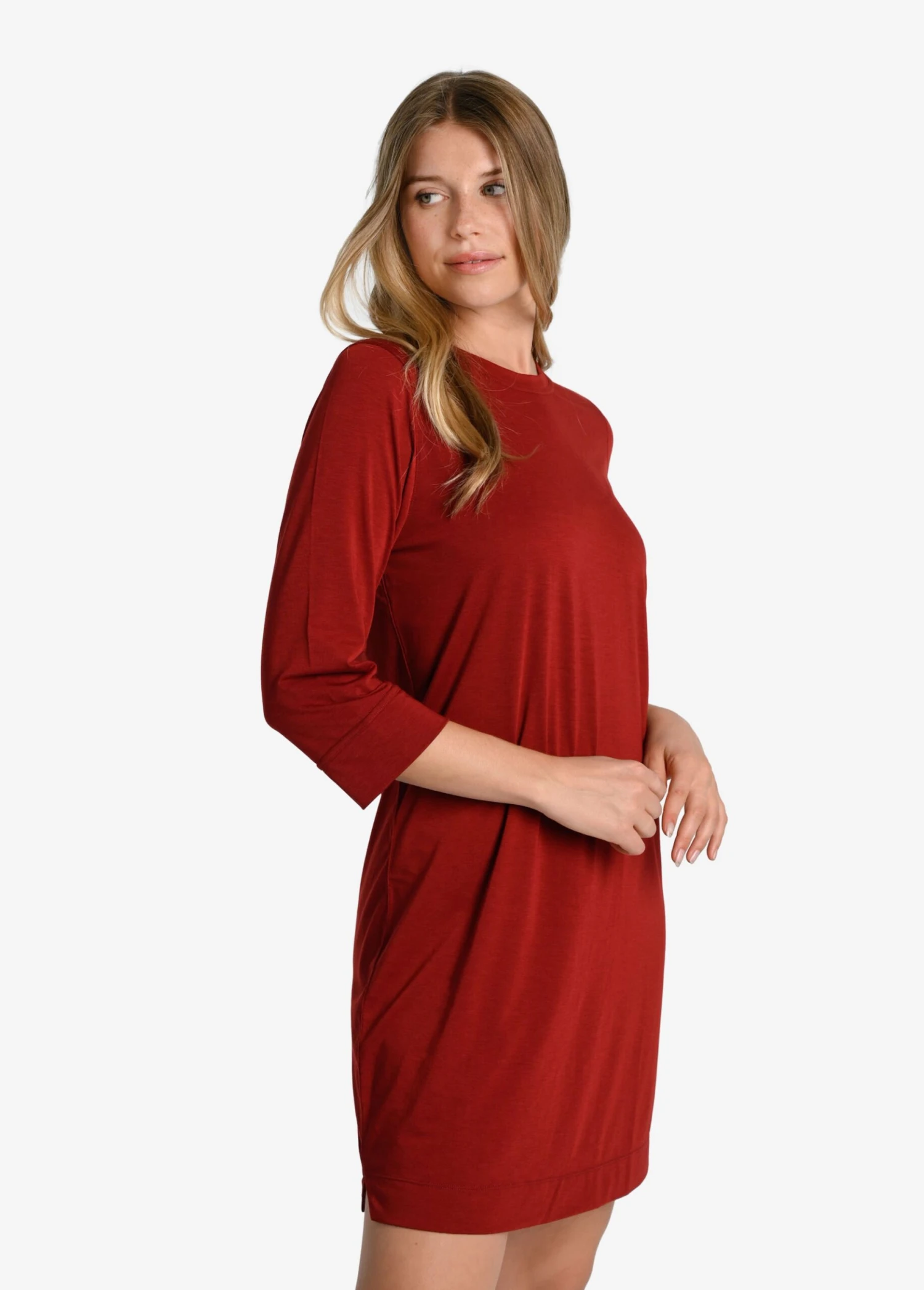LOLE Performance Wool 3/4 Sleeve Dress - Merlot 6 LOLE Performance Wool 3/4 Sleeve Dress - Merlot - Image 4