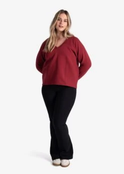 LOLE Ottoman V-Neck Pullover - Merlot -Draptura Sales LSW4397 R421 3 1900x