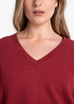 LOLE Ottoman V-Neck Pullover - Merlot -Draptura Sales LSW4397 R421 5 1900x