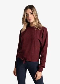 LOLE Om Tech Crew Neck Long Sleeve - Port Heather -Draptura Sales LSW4404 R425 5 1900x