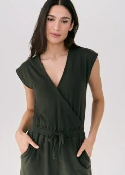 LOLE Effortless Wrap Jumpsuit - Olive -Draptura Sales LSW4425 BB03 4 1900x