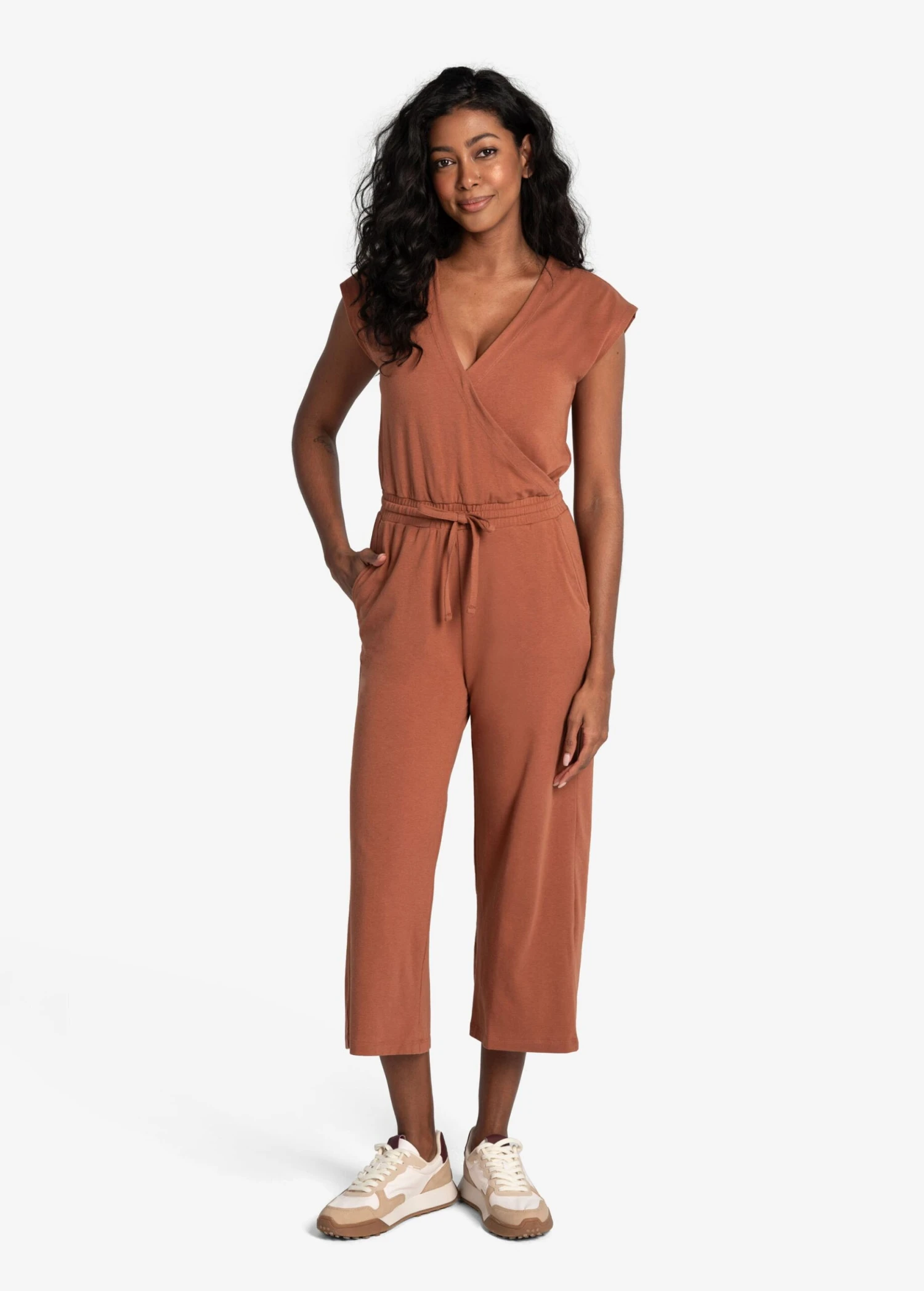 LOLE Effortless Wrap Jumpsuit - Rust 3 LOLE Effortless Wrap Jumpsuit - Rust