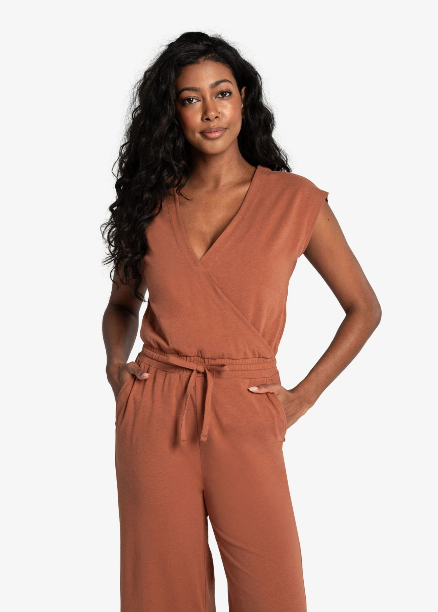 LOLE Effortless Wrap Jumpsuit - Rust 4 LOLE Effortless Wrap Jumpsuit - Rust - Image 2