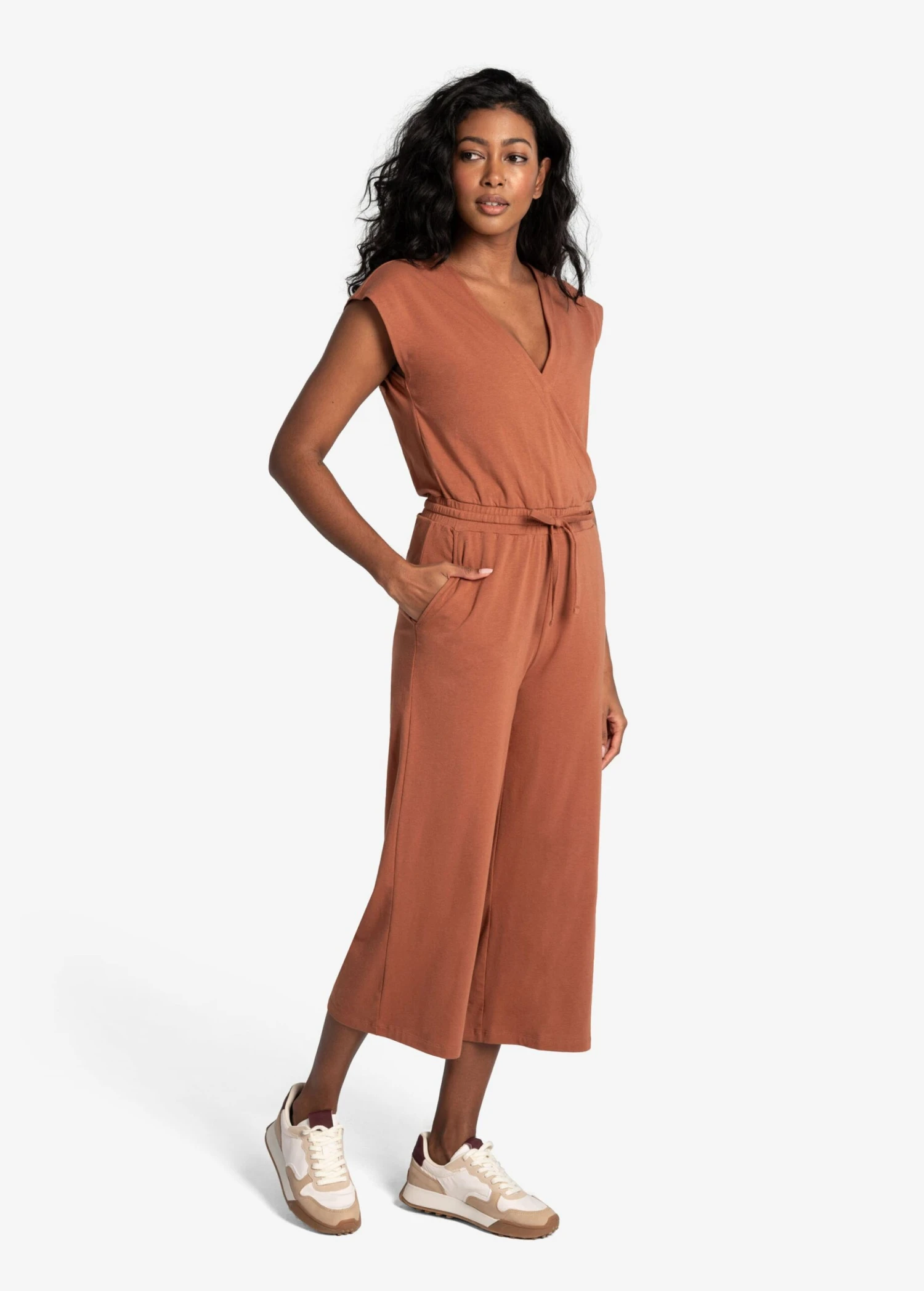 LOLE Effortless Wrap Jumpsuit - Rust 6 LOLE Effortless Wrap Jumpsuit - Rust - Image 4