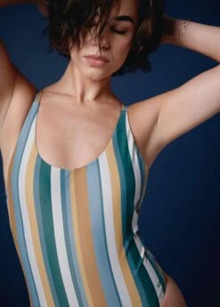 LOLE Soleil One Piece Swimsuit - Rio Stripe Marlin Blue -Draptura Sales LWW0586 BB61 3 1900x